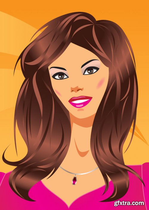 Stock: Fashion girls in the mall - vector illustration
