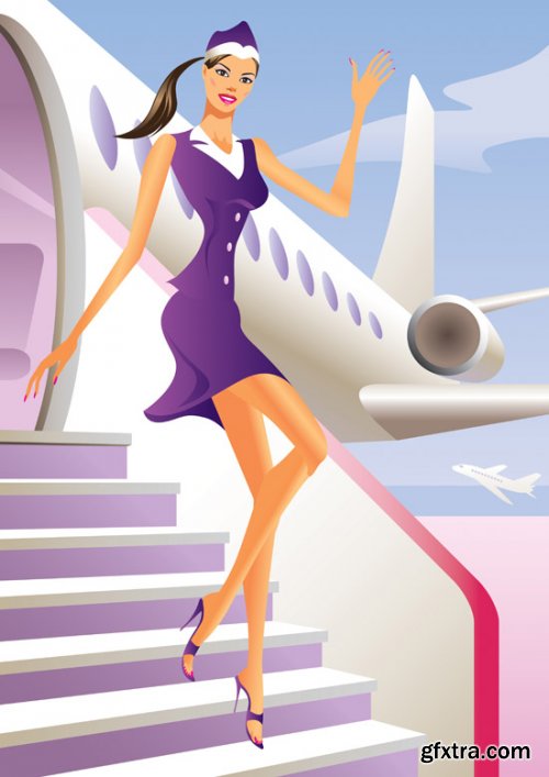 Stock: Fashion girls in the mall - vector illustration