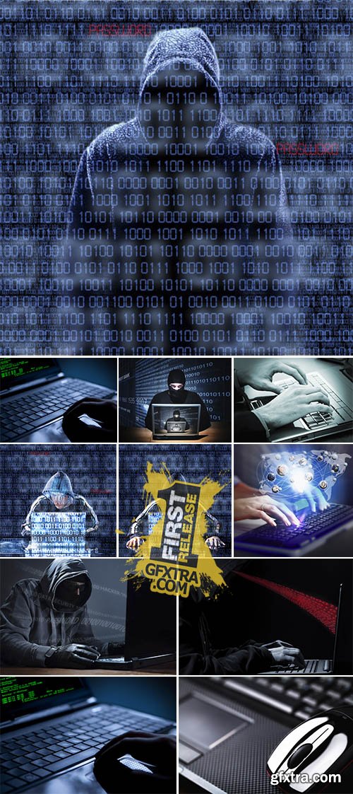 Stock Photo: Hacker and laptop