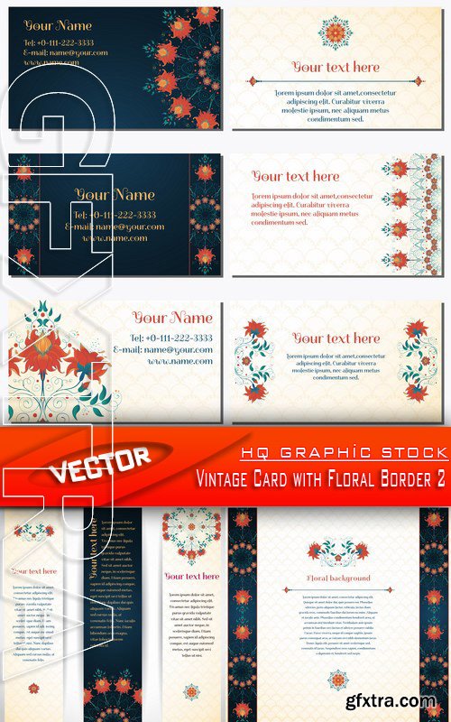 Stock Vector - Vintage Card with Floral Border 2