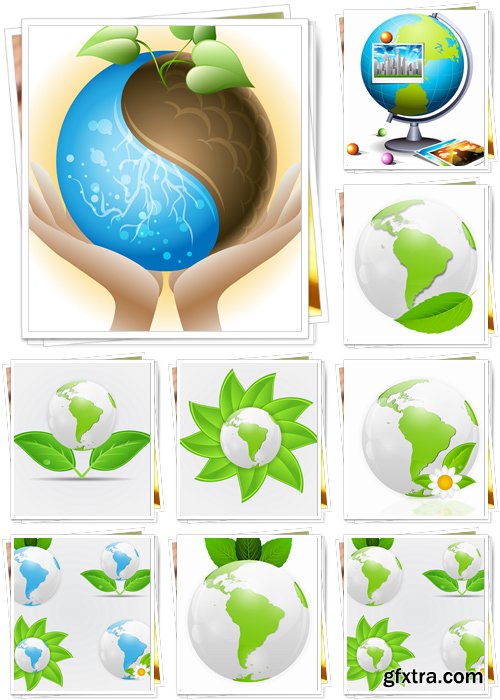 Green eco planet concept vector illustration - Vektor photo