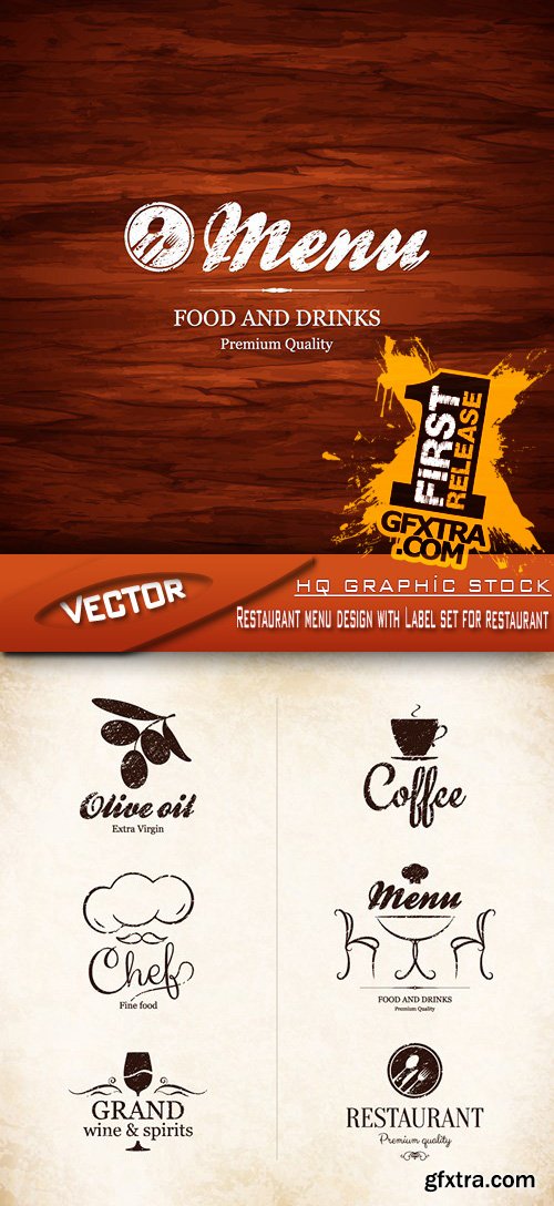 Stock Vector - Restaurant menu design with Label set for restaurant