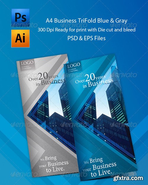 Graphicriver Blue & Gray Tri-Fold 757473