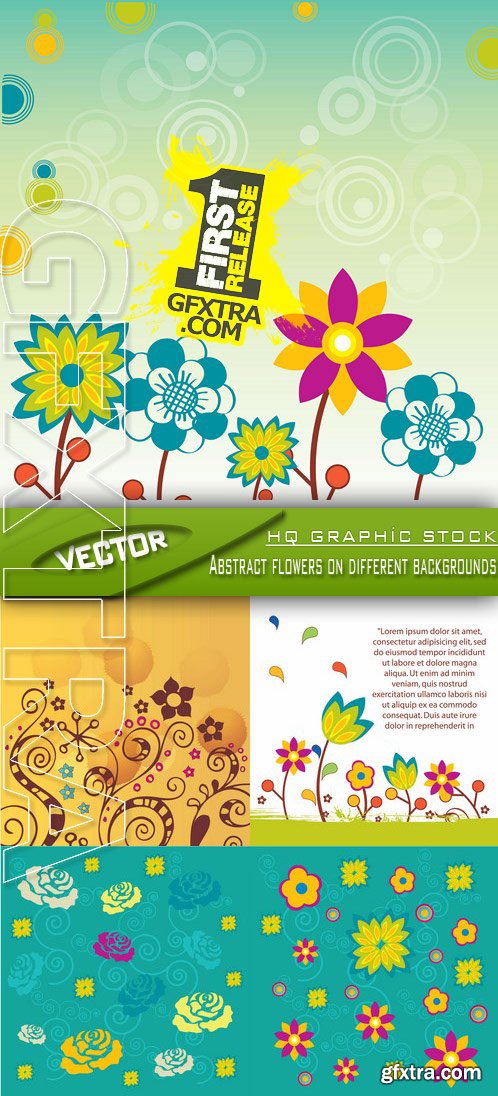 Stock Vector - Abstract flowers on different backgrounds