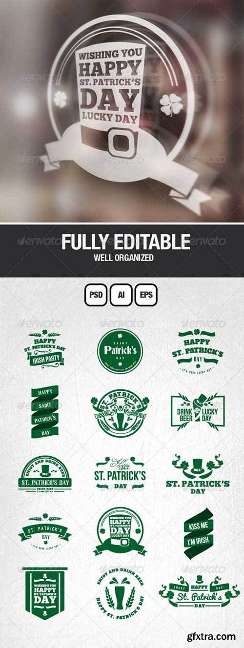 Saint Patrick's Day Vintage Labels & Badges Logos