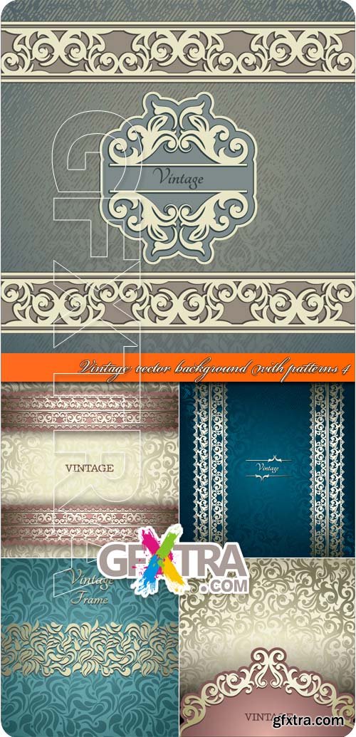 Vintage vector background with patterns 4