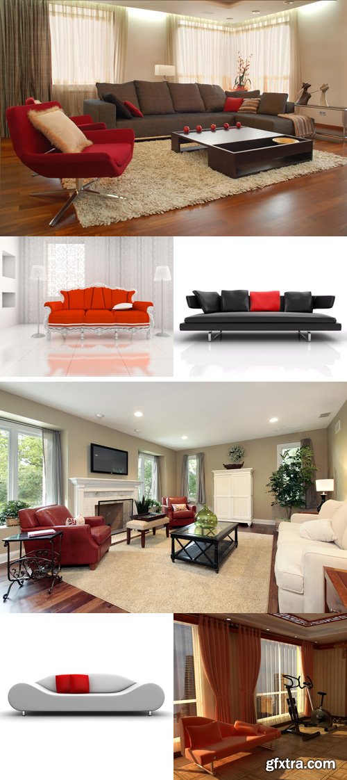 Beautiful and stylish interior, living room, lounge, stylish sofas -  Stock photo