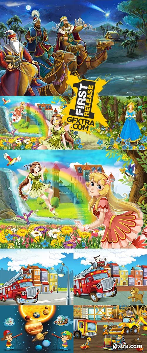 Stock Photo: Children's drawings, backgrounds