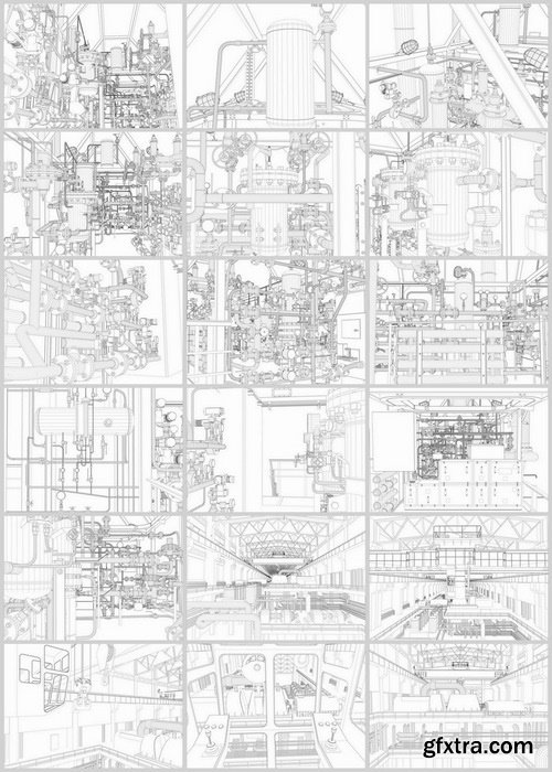 Drawings of inside factorie - 25 Eps