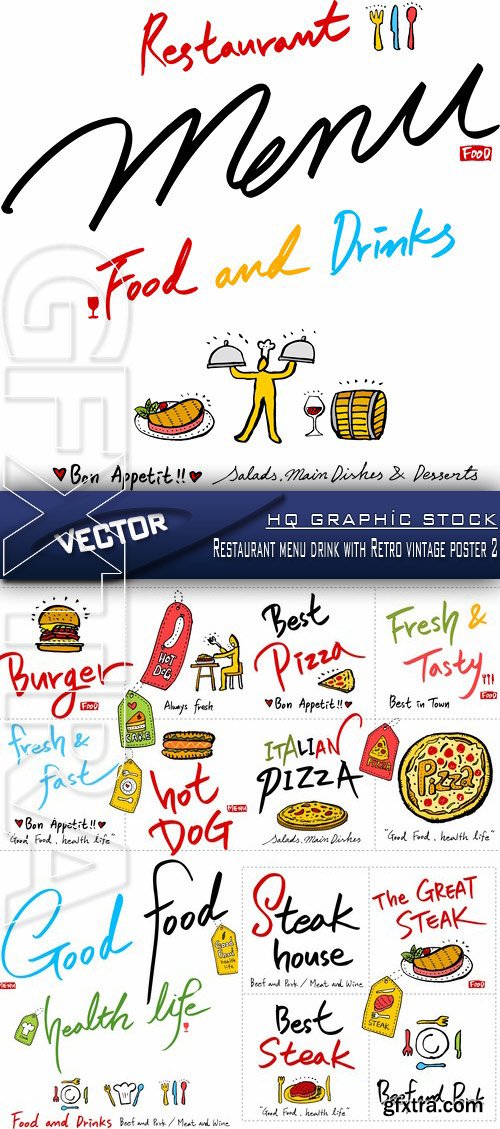 Stock Vector - Restaurant menu drink with Retro vintage poster 2