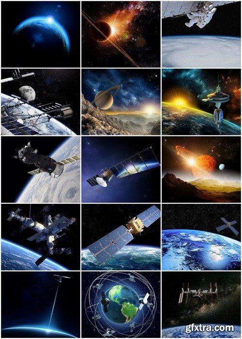 Space satellite, astronaut, planets - 25 HQ Jpg