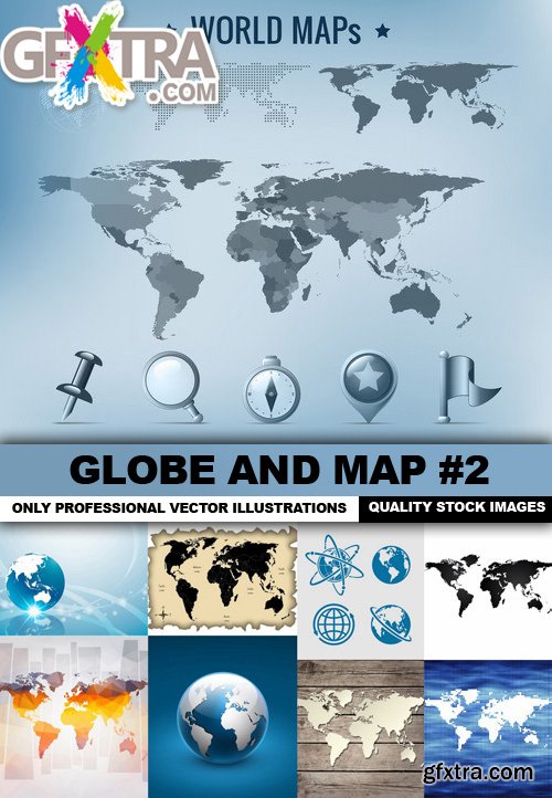 Globe And Map #2 - 25 Vector