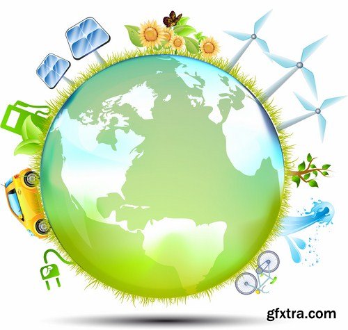 Globe And Map #2 - 25 Vector
