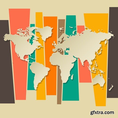Globe And Map #2 - 25 Vector