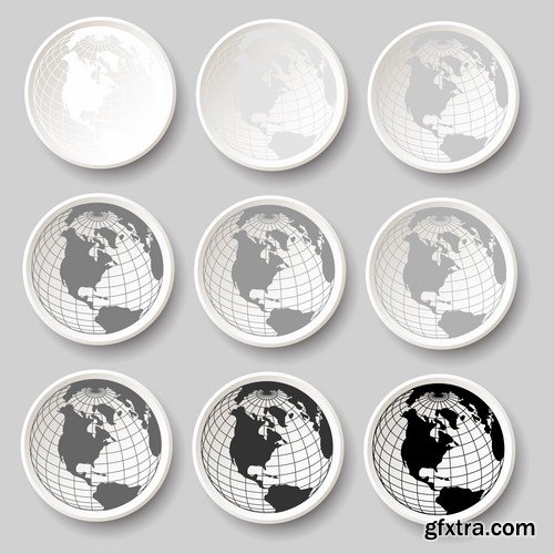 Globe And Map #2 - 25 Vector