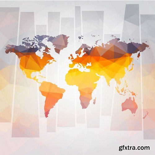 Globe And Map #2 - 25 Vector