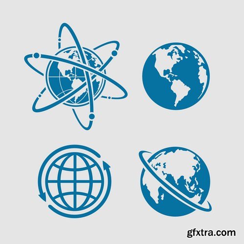 Globe And Map #2 - 25 Vector