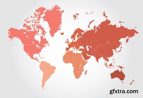Globe And Map #2 - 25 Vector