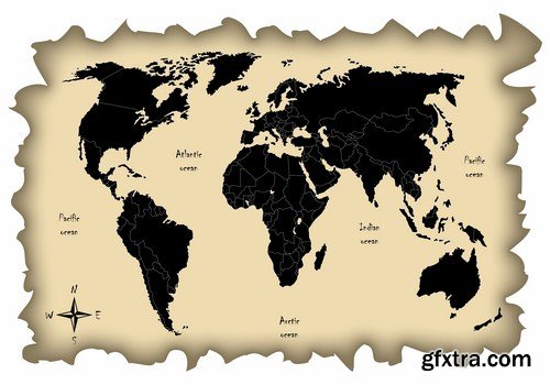 Globe And Map #2 - 25 Vector