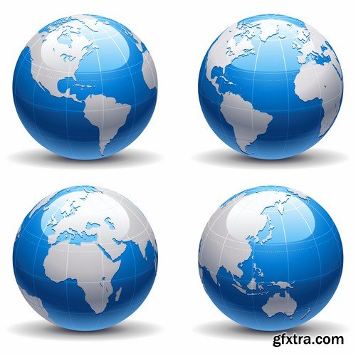 Globe And Map #2 - 25 Vector