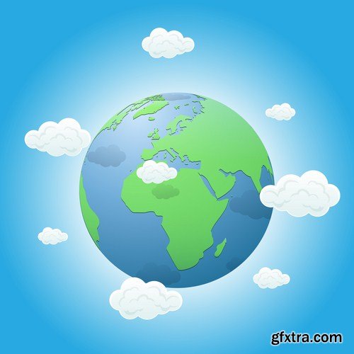 Globe And Map #2 - 25 Vector