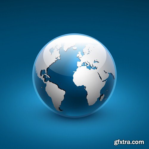 Globe And Map #2 - 25 Vector