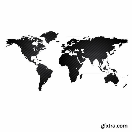 Globe And Map #2 - 25 Vector