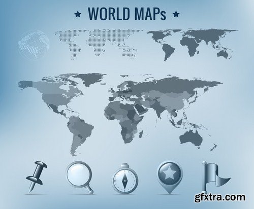 Globe And Map #2 - 25 Vector