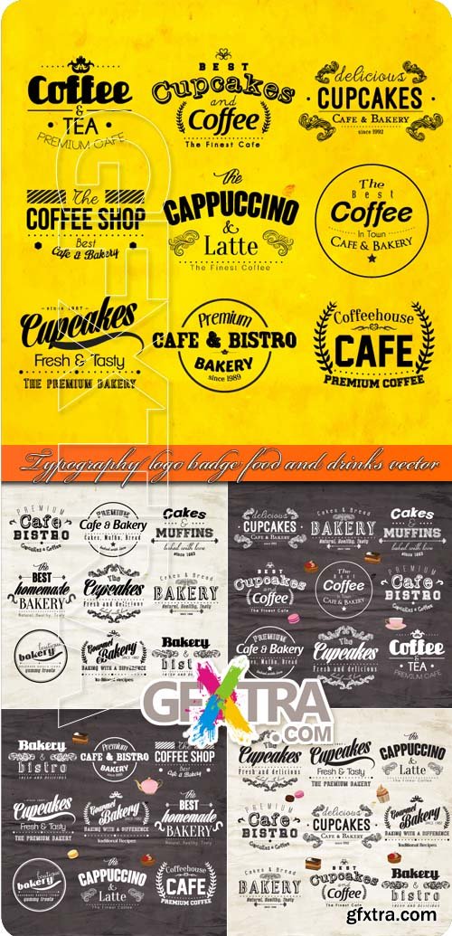 Typography logo badge food and drinks vector