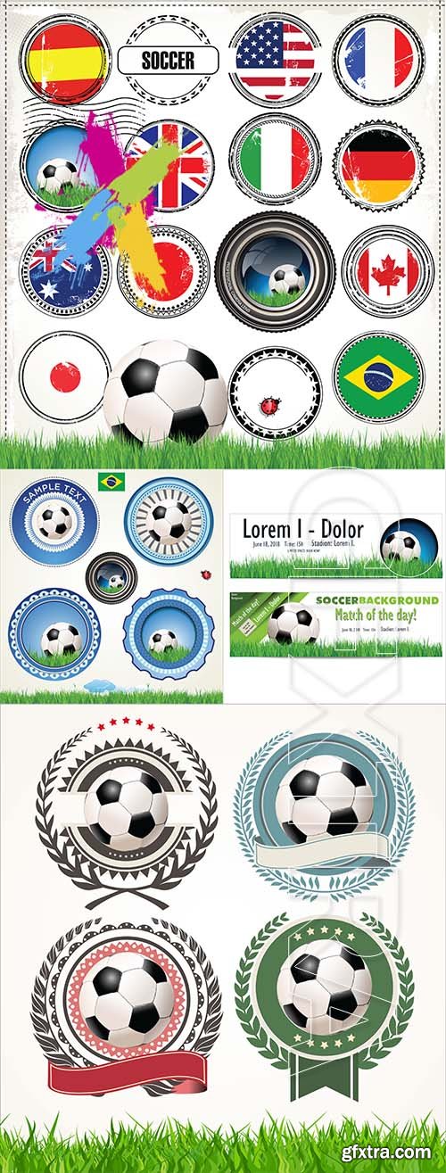 Set of soccer labels