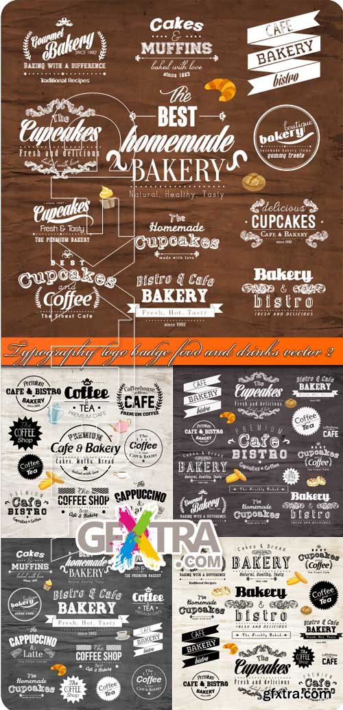 Typography logo badge food and drinks vector 2