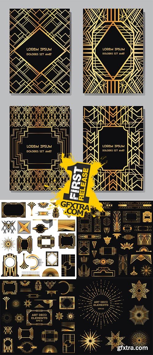 Stock: Art Deco Vintage Frames and Design Elements - vector