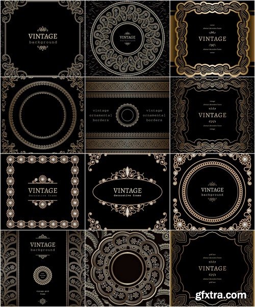 Abstract Vintage elements with gold pattern#2 - 25 Eps