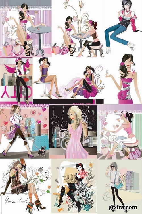 Fashion Beautiful girl illustration -25 Eps