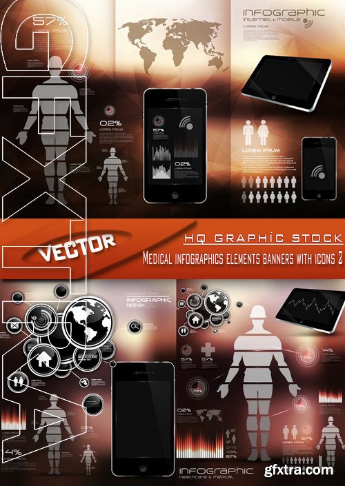 Stock Vector - Medical infographics elements banners with icons 2