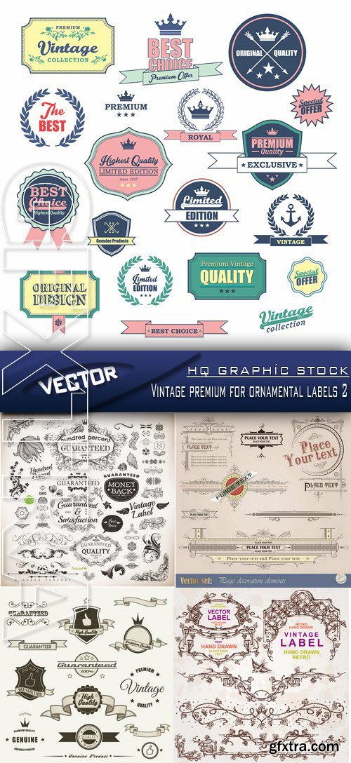 Stock Vector - Vintage premium for ornamental labels 2