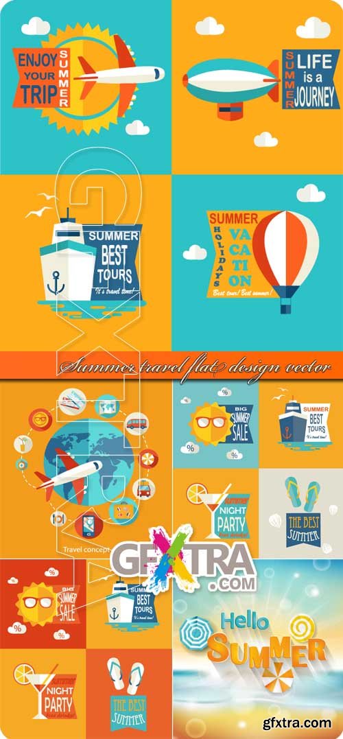 Summer travel flat design vector