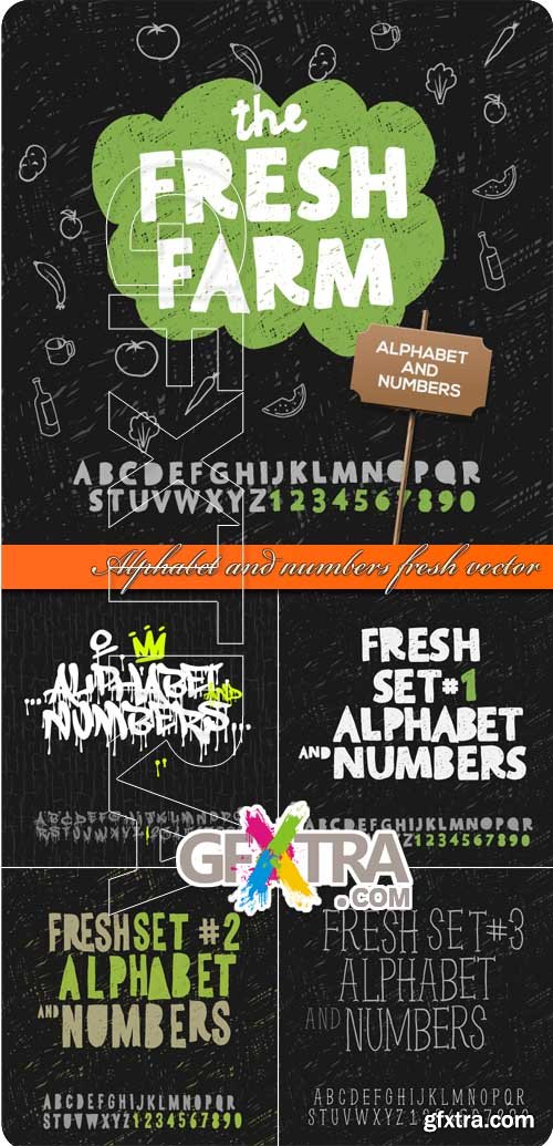 Alphabet and numbers fresh vector