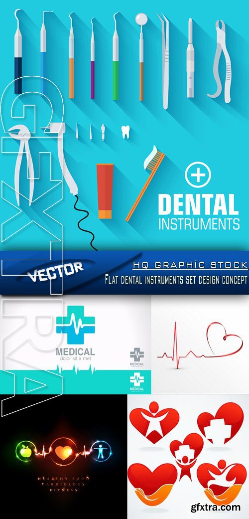 Stock Vector - Flat dental instruments set design concept