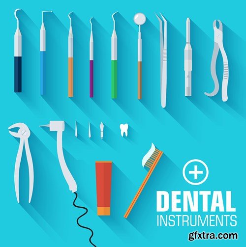 Stock Vector - Flat dental instruments set design concept