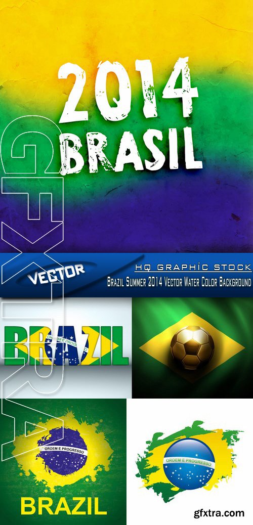 Stock Vector - Brazil Summer 2014 Vector Water Color Background