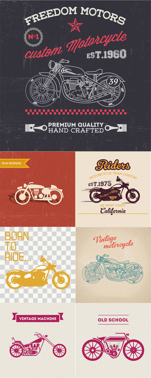 Vintage motorcycle Vector Set