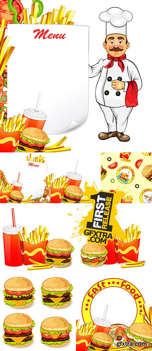 Stock: Group of fast food products