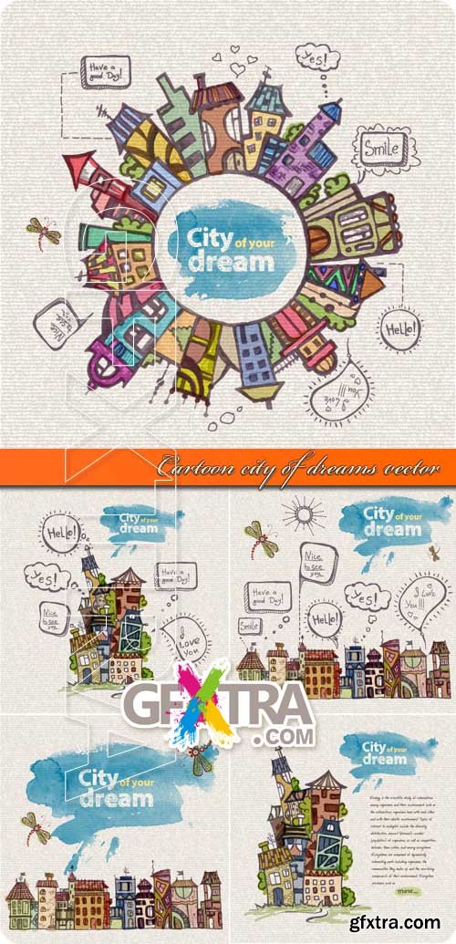 Cartoon city of dreams vector
