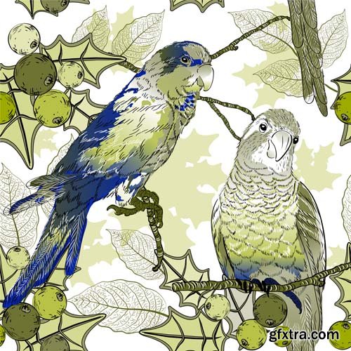Cute seamless pattern with cartoon animals, 25xEPS