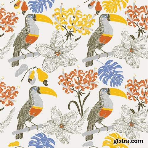 Cute seamless pattern with cartoon animals, 25xEPS
