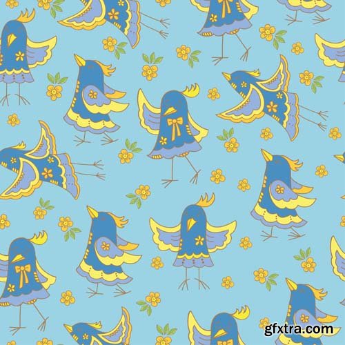 Cute seamless pattern with cartoon animals, 25xEPS