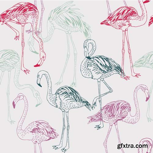 Cute seamless pattern with cartoon animals, 25xEPS