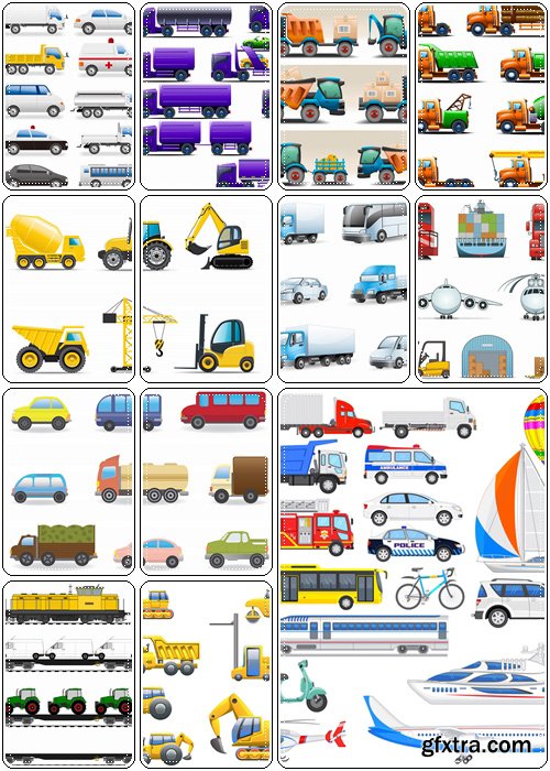 Set of means of transport icons - Vector