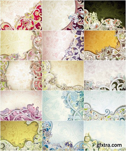 Abstract backgrounds with flowers pattern - 25 Eps